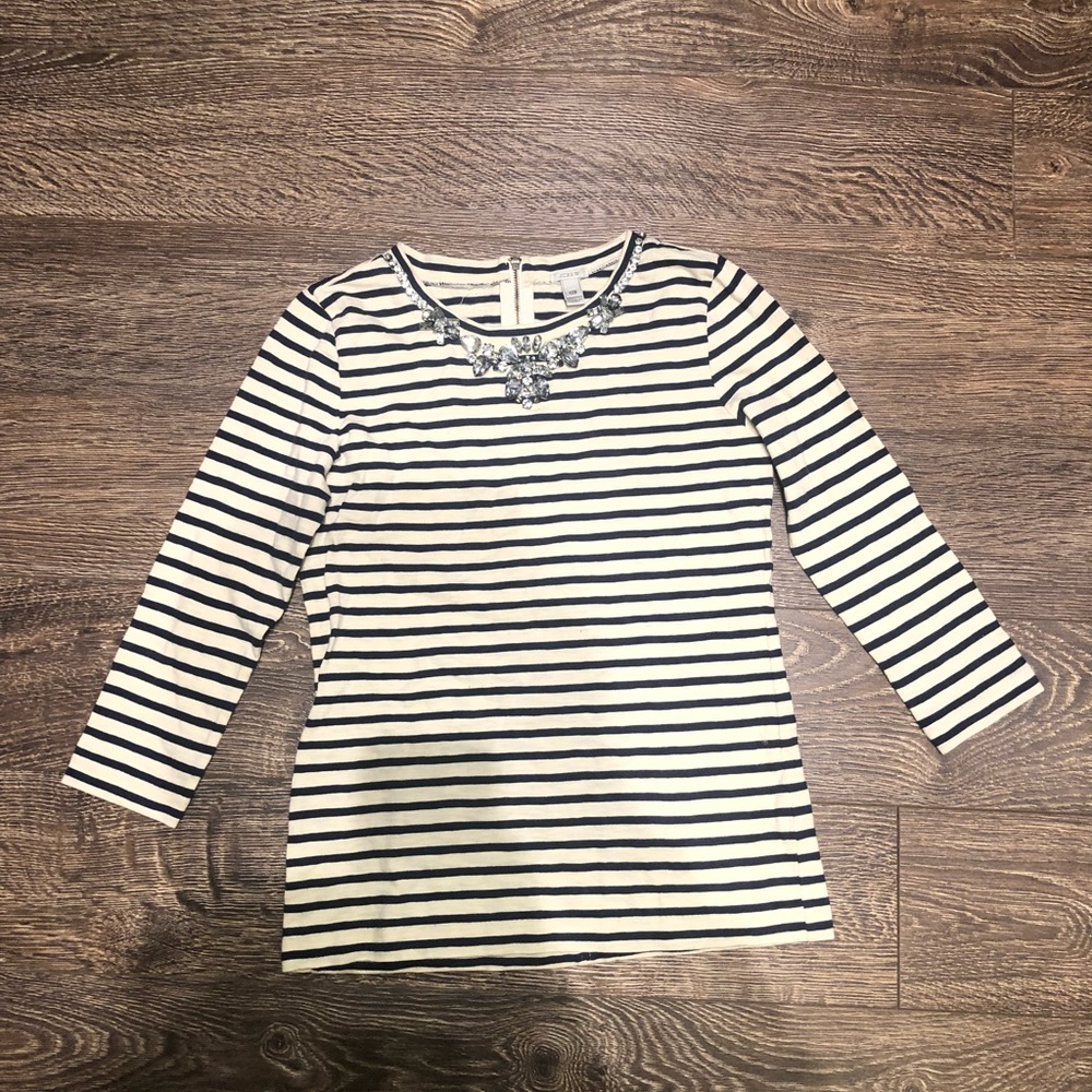 j.crew embellished striped  T-shirt